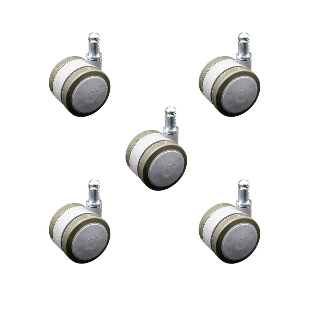 2 Inch Office Chair Stem Casters Set of 5 Gray Thermoplastic Rubber