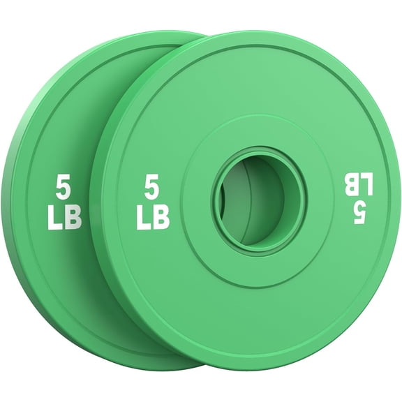 2-Inch Olympic Bumper Plates Set, 2pcs-5lb Colored Virgin Rubber Weight Barbell Plates for Strength Training, Home Gym Weightlifting