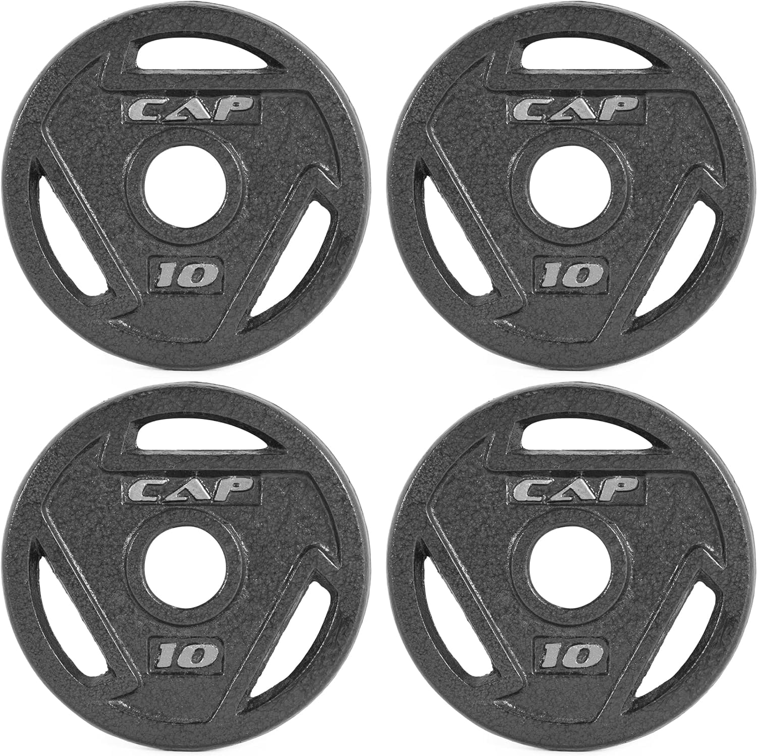 10 lb Black Cast Iron Olympic Grip Weight Plates Set of 4