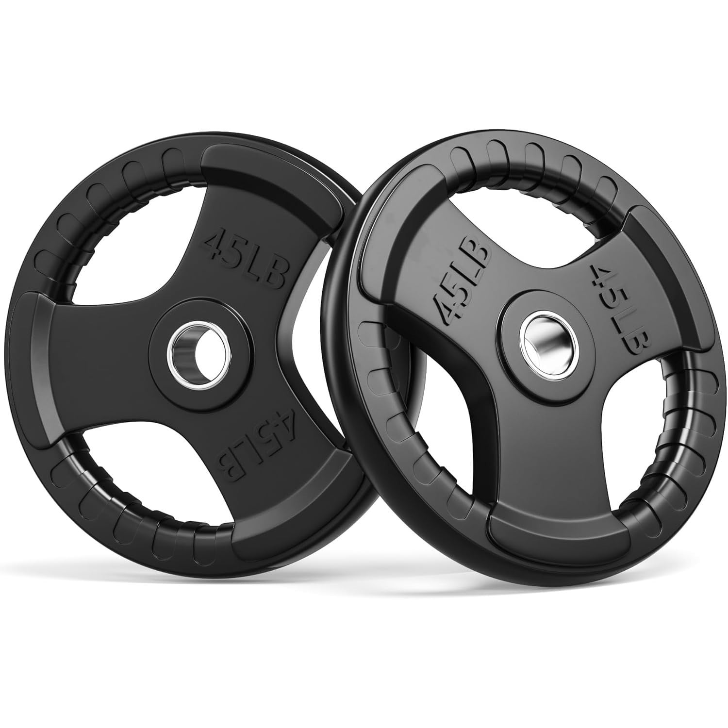 2-Inch Olympic Rubber Weight Plates, Cast Iron Strength Training Plates Set, Barbell Weight Lifting Plates for Home Gym, (2.5/5/10/25/35/45 LB)