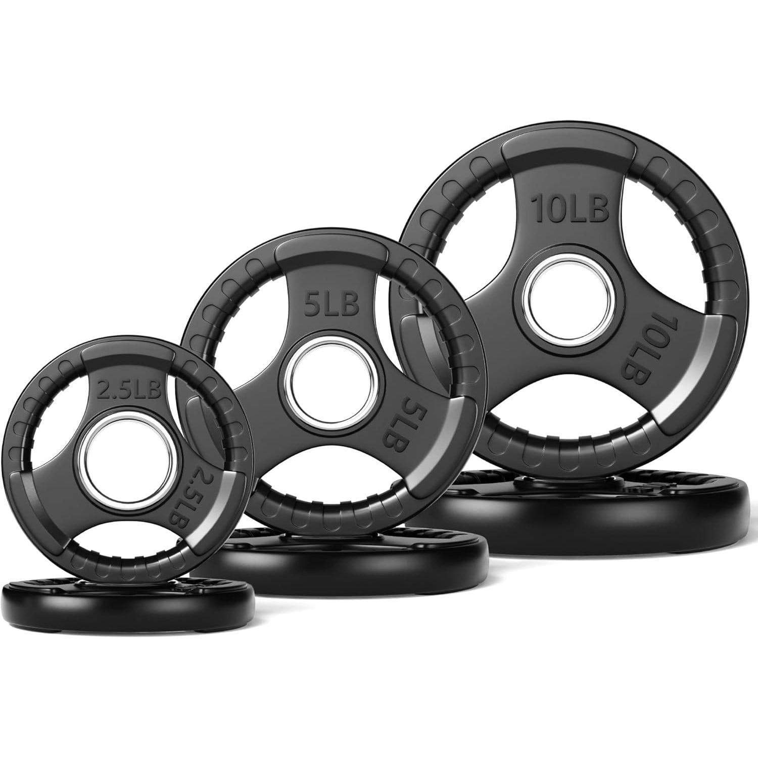 2-Inch Olympic Rubber Weight Plates, Cast Iron Strength Training Plates Set, Barbell Weight Lifting Plates for Home Gym, (2.5/5/10/25/35/45 LB)