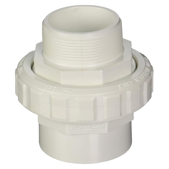 2 Inch PVC Socket Union - SP14983S White Male/Female Flush Adapter, 2" MIP x 2" Socket Slip, Schedule 40 PVC Fitting for Plumbing & Irrigation