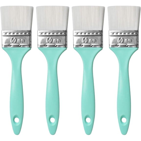 2 Inch Paint Brushes, Paint Brush Set Professional Paint Tools with Treated Plastic Handle, Wall Paint Brushes Great for Walls, Furniture, Fences, Deck, Painting - 4 Pack