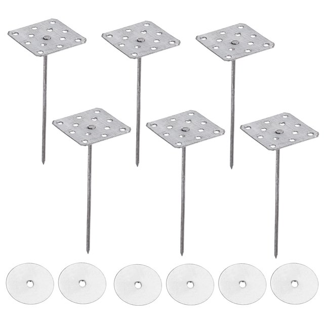 2 Inch Perforated Insulation Pins with Round Washers, 80 Pack Aluminum