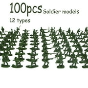 2-Inch Plastic Army Men Action Figures, 10 Unique Sculpts, Pack of 100 Green