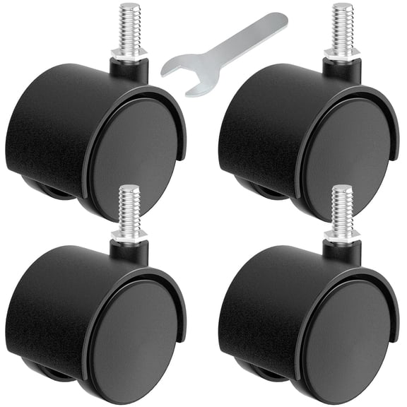 2 Inch Plastic Casters Set of 4, M8 Stem Nylon Furniture Wheel Replacement, Threaded Swivel Cart Wheels, Workbench (Black)