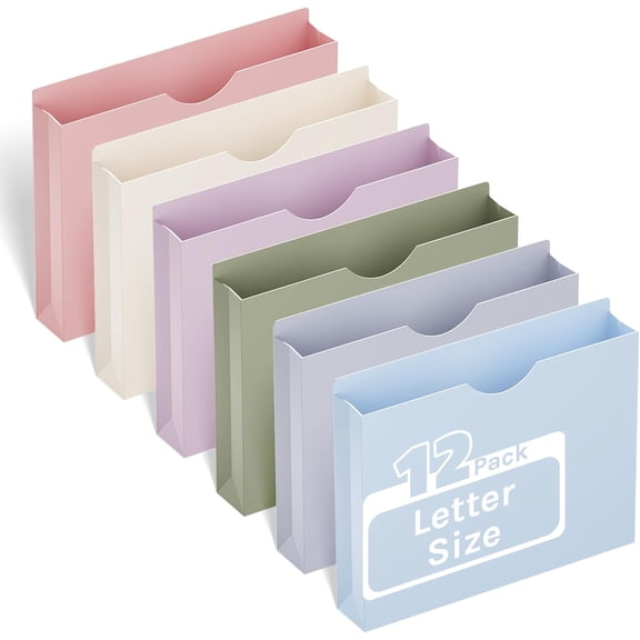2 Inch Plastic Manila File Jacket & File Pockets,Heavy Duty 2 Inch Expanding Manila Pocket File Folders Letter Size,Reinforced Project File Jackets,Job Folders File Jackets-Assorted Color