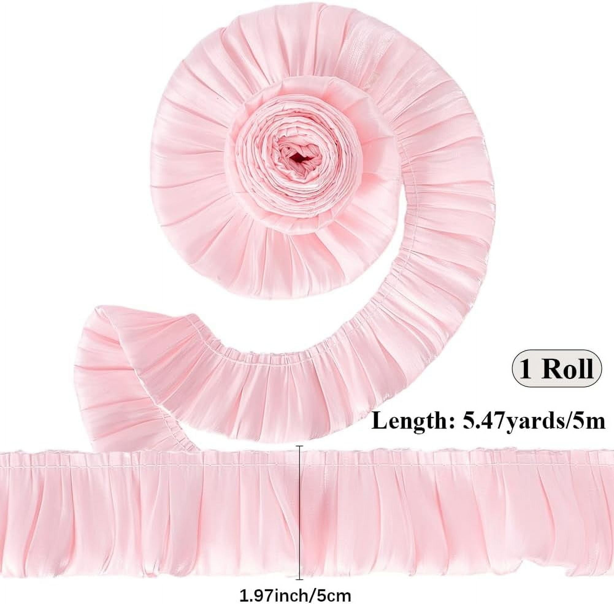 2 Inch Pleated Ribbon Trim Pink Vintage Satin Gathered Ruffle Edge ...