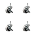 thumbnail image 1 of 2 Inch Polyurethane Wheel 5/16 Threaded Stem Caster Set with Brakes Set of 4 SCC, 1 of 2