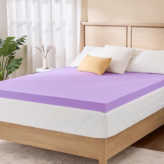 2 Inch Queen Lavender Infusion Memory Foam Mattress Topper for Relaxing Sleep, Ventilated & Pressure Relieving, CertiPUR-US Certified, Medium Firm Topper in a Box, Queen Size, 60"x80"