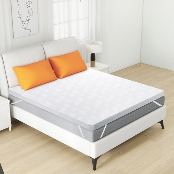 2 Inch Queen Mattress Topper With Cover, Foam Mattress Topper for Back Pain, Gel Infused Mattress Pad