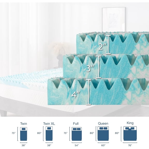 2 Inch Queen Memory Foam Mattress Topper with Gel Infusion for Pressure Relief and Cooling Support