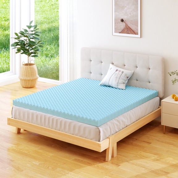 2 Inch Queen size Memory Foam Mattress Topper, Reversible Egg Crate Gel Infused Foam, Pressure Relief & Bed Hardener