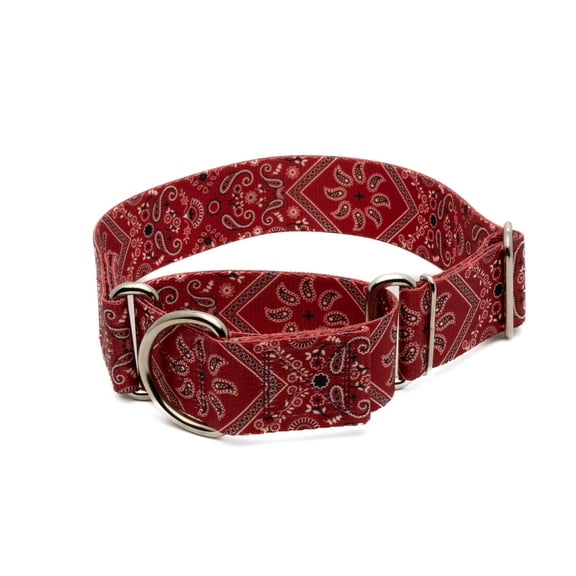 Country Brook Petz® HossFit Wide Martingale Dog Collar (Red Bandana, Medium)