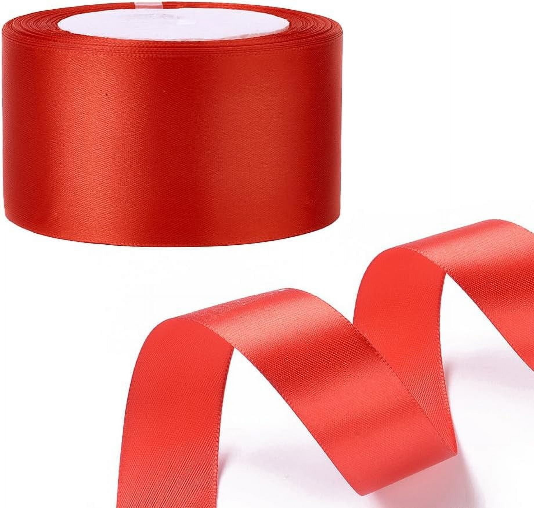 2 Inch Red Ribbon Classic Silky Polyester Satin Ribbon Wide Soft Smooth ...