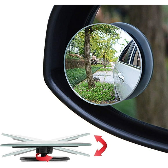 2 Inch Round Blind Spot Mirrors for Cars (2-Pack) - HD Glass Frameless Convex Rear View Mirror with 360° Adjustable Bracket - Wide Angle Anti-Glare Mirror for Car, Truck, SUV, Van