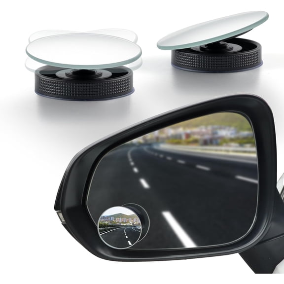 2 Inch Round Frameless HD Convex Blind Spot Mirror, Strong Suction Cup 360° Rotatable Wide Angle Reusable Auxiliary Rear View Side Mirror for Auto Exterior