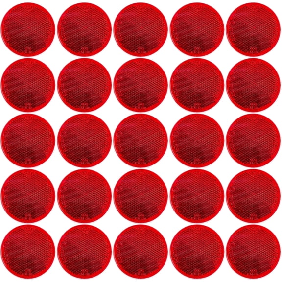 All Star Truck Parts 2" Inch Round Reflector Super Strong Adhesive DOT/SAE Approved 25x Red