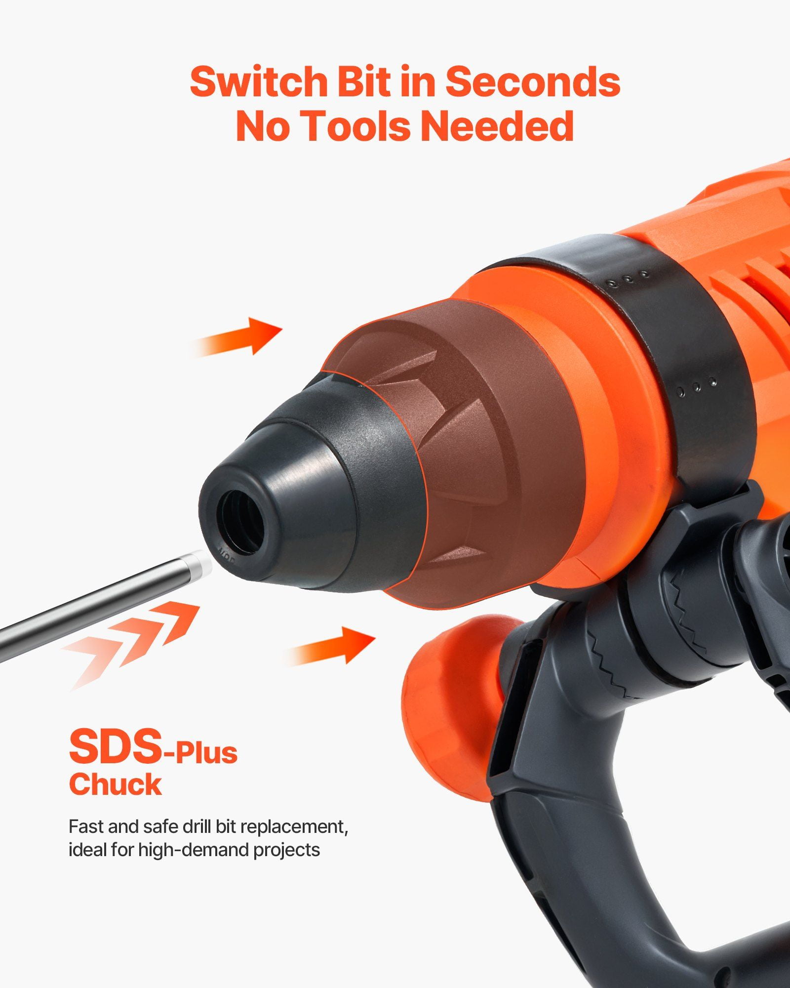 2-Inch SDS-Max Rotary Hammer Drill, 1600W Corded Power Drill, 175-350 RPM, 3 Modes for Concrete & Stone