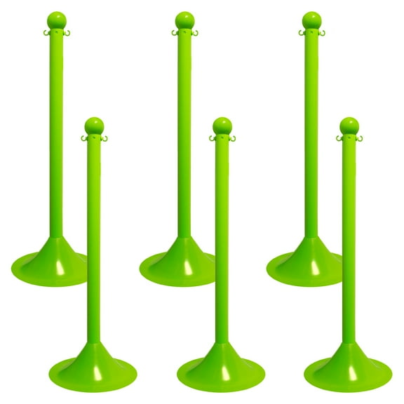 2 Inch Safety Green Light Duty Stanchion (6 Pk)