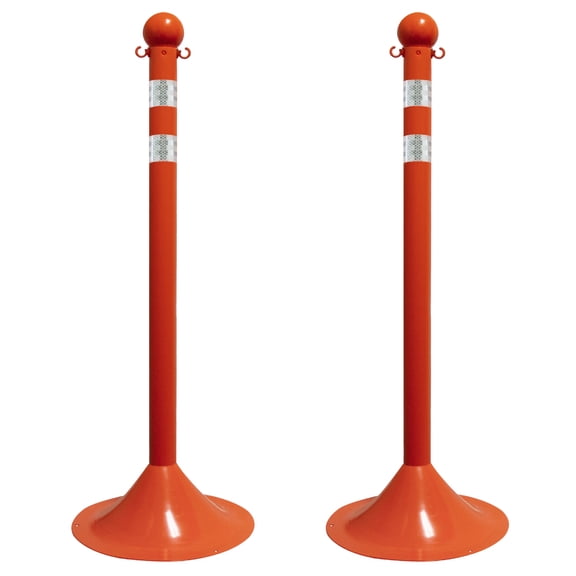 2 Inch Safety Orange Reflective Light Duty Stanchion (2 Pk)