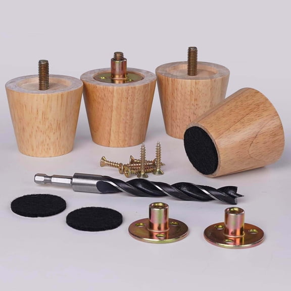 2 Inch Samll Round Solid Wood Furniture Leg Set of 4,Short Wooden Sofa Legs Replacement for Couch Dresser Sideboard Recliner Circle Chair Riser Coffee Table