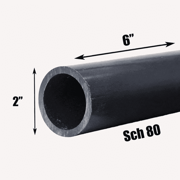 2 Inch Schedule 80 PVC Pipe - Cut to Custom Length (6")