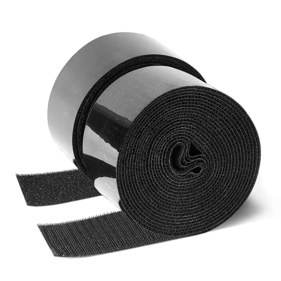2 Inch Self Adhesive Hook and Loop Tape 5 Yards, Multi Surface Fastener for Walls Glass Wood Plastic, Black