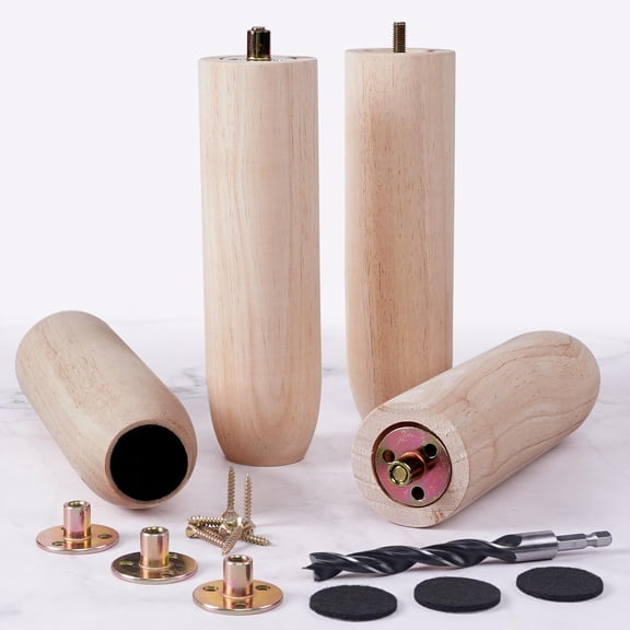 2 Inch Short Wood Furniture Legs Set of 4 - Small Solid Heavy Duty Couch Legs Sofa Legs Replacement, Wooden Furniture Risers Feet for Cabinet, Bench,Dresser,Table,Ottman -Natural Finish