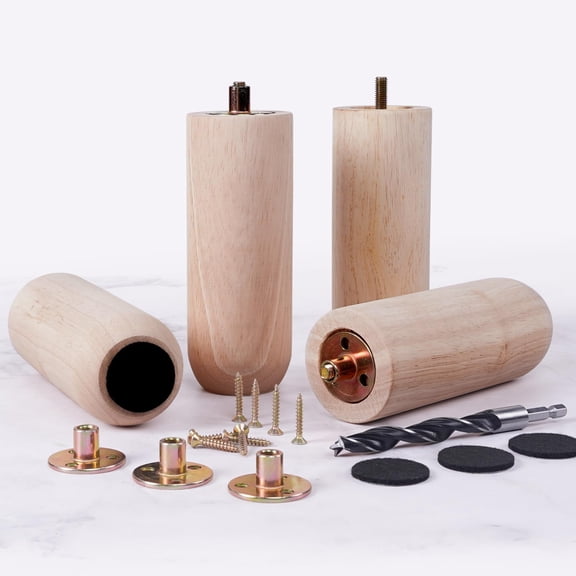 2 Inch Short Wood Furniture Legs Set of 4 - Small Solid Heavy Duty Couch Legs Sofa Legs Replacement, Wooden Furniture Risers Feet for Cabinet, Bench,Dresser,Table,Ottman -Natural Finish