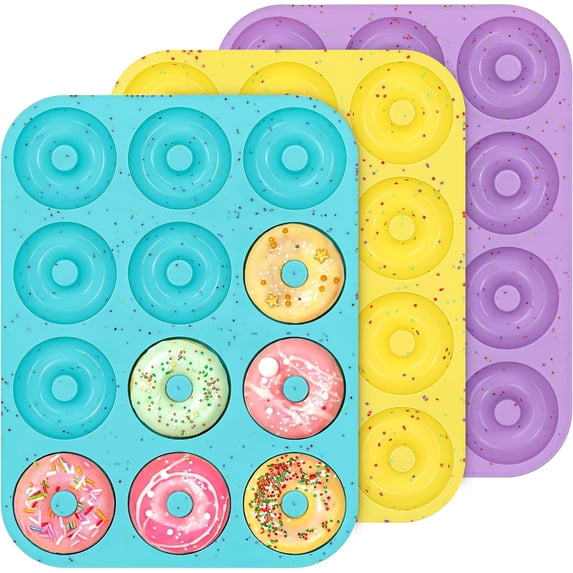 2 Inch Silicone Mini Donut Pan for Baking (3 Pcs) | BPA Free ...