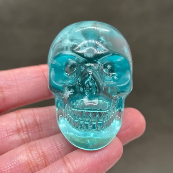 2 Inch Smelting Stone Quartz Hand Carved  Skull Crystal Reiki Repair 1 Piece -