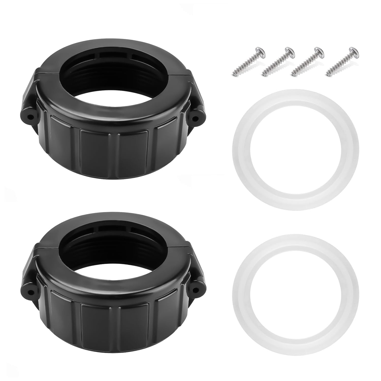 2 Inch Spa Hot Tub Heater Split Nut Unions with Screw and Gasket/O-Rings, Compatible with Balboa Heater, Black