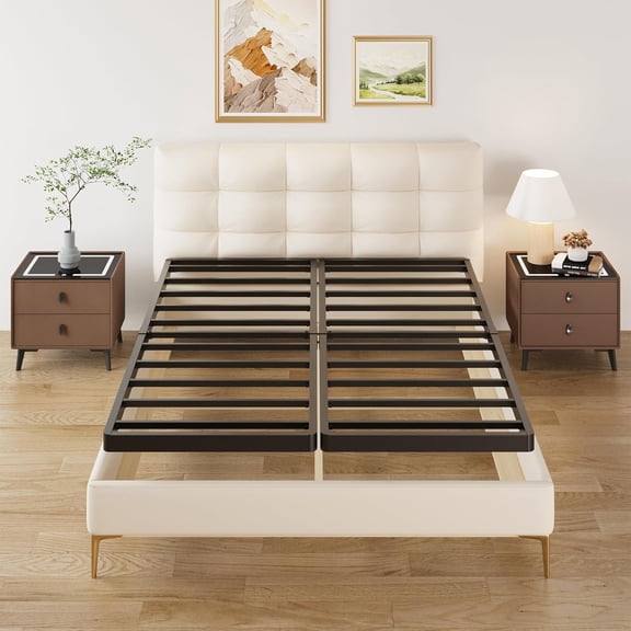 2 Inch Split Full Size Box Spring Low Profile, Heavy Duty Metal Full Size Bunkie Board, Easy Assembly, Noise Free