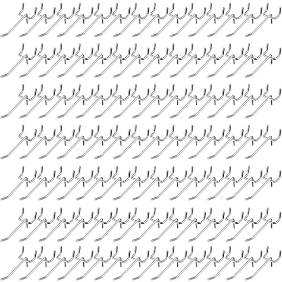 2 Inch Stainless Steel Pegboard Hooks 100 Pack Organizer for 1/8 and 1/4 Inch Pegboards