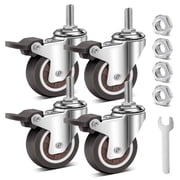 2 Inch Stem Casters Wheels Set of 4 with Dual Locking, M8 x 25 mm Screw Diameter 8 mm, Length 25 mm Heavy Duty Casters, 880 Lbs Castor Wheels, Threaded Swivel Wheels for Cart Furniture