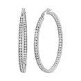 thumbnail image 1 of 2 Inch Stunning Stainless Steel High Shine Inside-Out Hoop Earrings With CZ, 1 of 2
