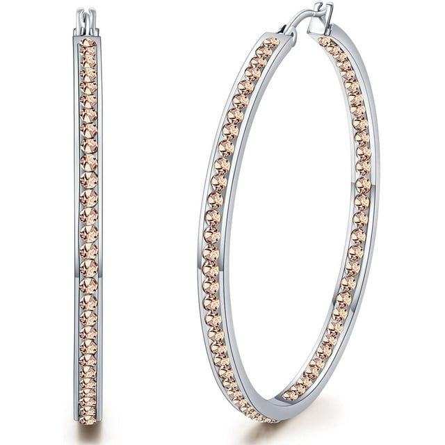 2 Inch Stunning Stainless Steel MultiColors Cubic Zirconia Hoop