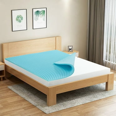 2 Inch Swirl Gel Cooling Memory Foam Mattress Topper, Cooling Airflow Design, CertiPUR-US Certified, Queen Blue