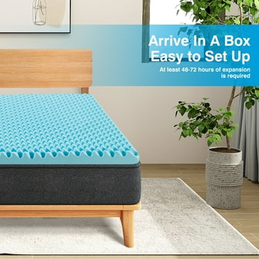 2 Inch Swirl Gel Cooling Memory Foam Mattress Topper, Cooling Airflow Design, CertiPUR-US Certified, Twin Blue