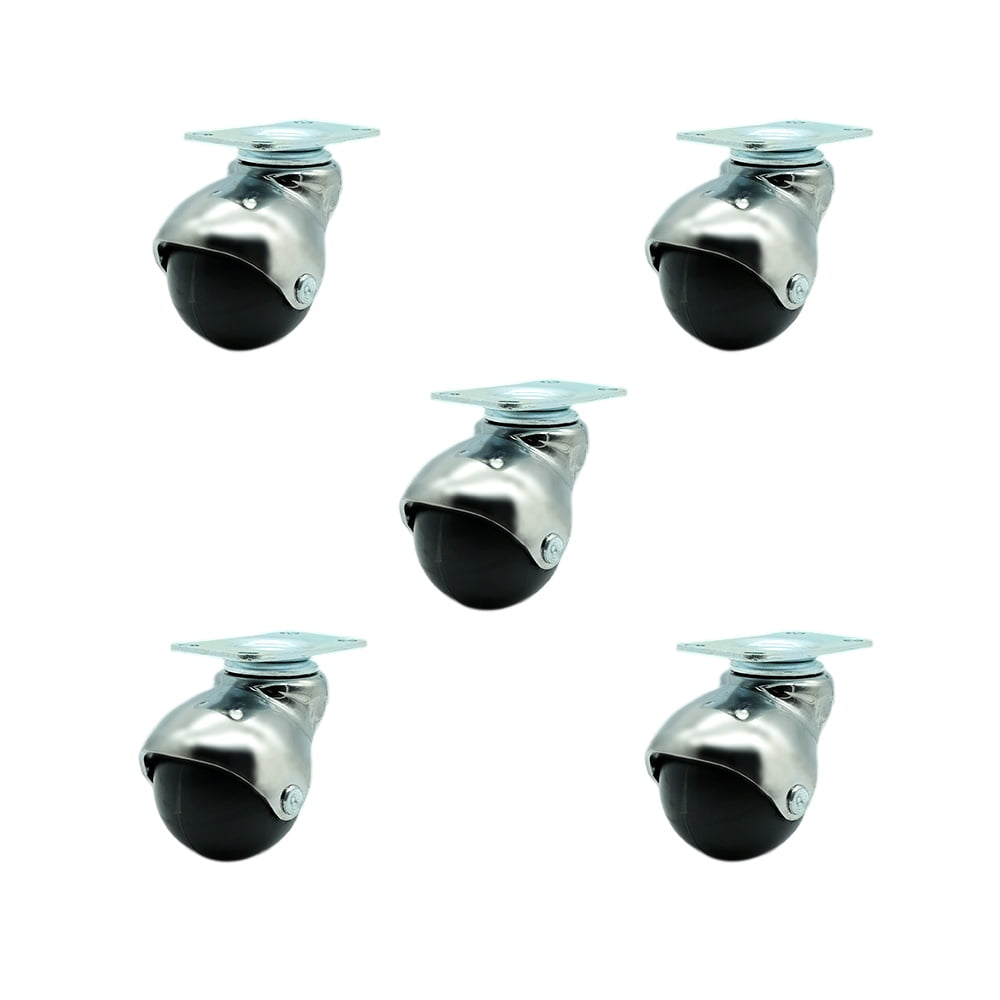 2 Inch Swivel Ball Caster Wheels for Furniture Bright Chrome Hooded