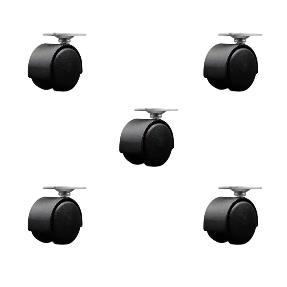 2 Inch Swivel Caster Wheels For Furniture Nylon Flat Black Metal