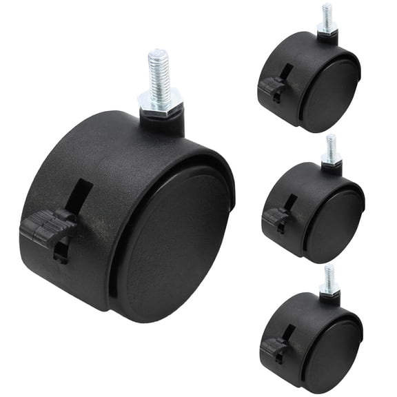 2-Inch Swivel Caster Wheels with Brake and M6 Threaded Stem, Heavy Duty Lockable Rollers for Shelves and Carts, 4 Pack