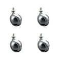 thumbnail image 1 of 2 Inch Swivel Metal Ball Caster Wheels for Furniture - Bright Chrome Finish Stem Casters with 1/4 Inch - 20 TPI x 5/8 Inch Threaded Stem - 300lbs. Total Capacity - Set of 4 - Service Caster Brand, 1 of 4