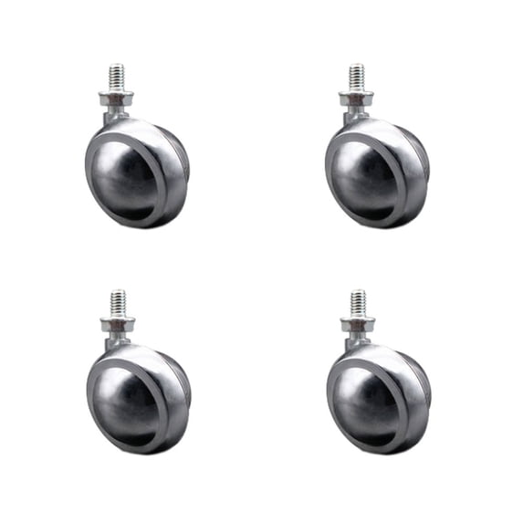 2 Inch Swivel Metal Ball Caster Wheels for Furniture - Bright Chrome Finish Stem Casters with 1/4 Inch - 20 TPI x 5/8 Inch Threaded Stem - 300lbs. Total Capacity - Set of 4 - Service Caster Brand