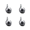 thumbnail image 1 of 2 Inch Swivel Metal Ball Caster Wheels for Furniture - Bright Chrome Finish Stem Casters with 3/8 Inch - 24 TPI x 5/8 Inch Threaded Stem - 300lbs. Total Capacity - Set of 4 - Service Caster Brand, 1 of 4