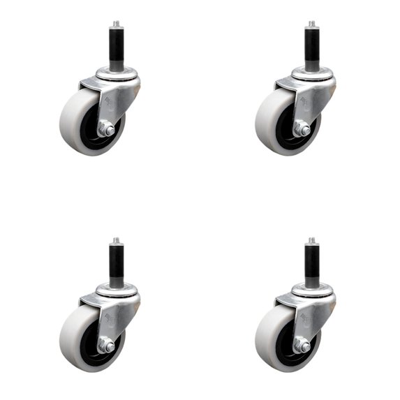 2 Inch Thermoplastic Rubber Wheel 1 Inch Expanding Stem Caster Set of 4 SCC