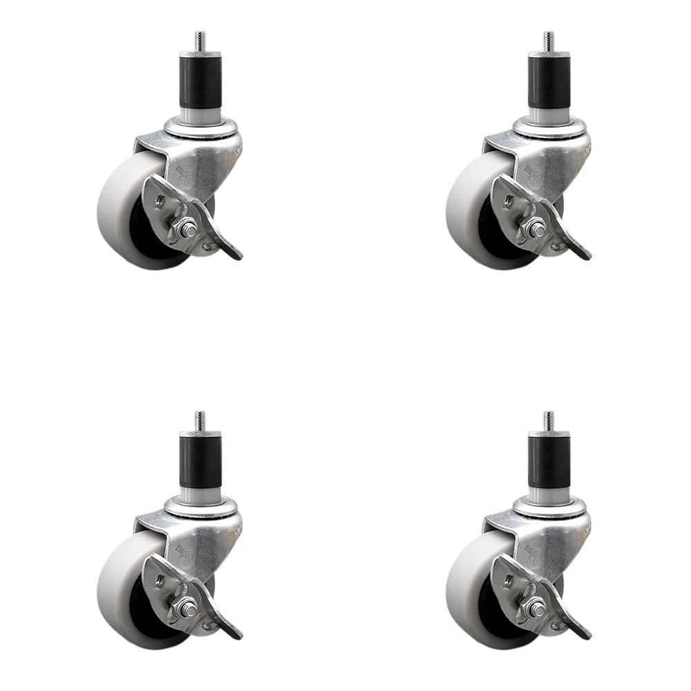 2 Inch Thermoplastic Wheel 1-7/8 Inch Expanding Stem Caster with Brakes ...