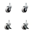 thumbnail image 1 of 2 Inch Thermoplastic Wheel 10mm Threaded Stem Caster Set with 2 Brakes SCC, 1 of 2