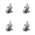 thumbnail image 1 of 2 Inch Thermoplastic Wheel 7/8 Grip Ring Stem Caster Set with Brakes Set of 4, 1 of 2